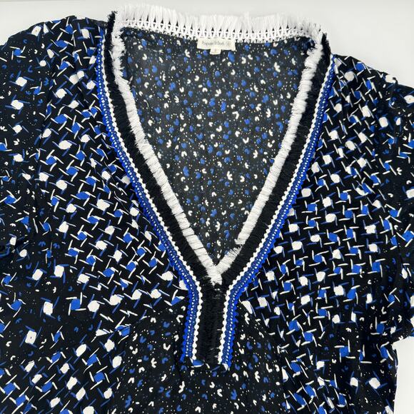 Poupette St. Barth V-neckline Short Sleeve Sasha Mini Dress Blue Size Small - Picture 4 of 9